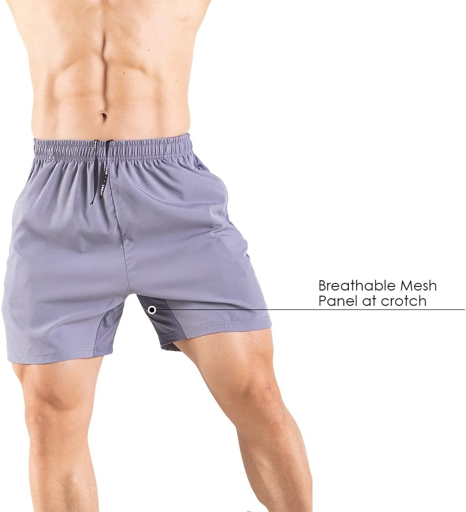 Men's 5" Running Shorts 2 Pack Quick Dry Athletic Workout Gym Shorts with Zipper - Picture 26 of 57