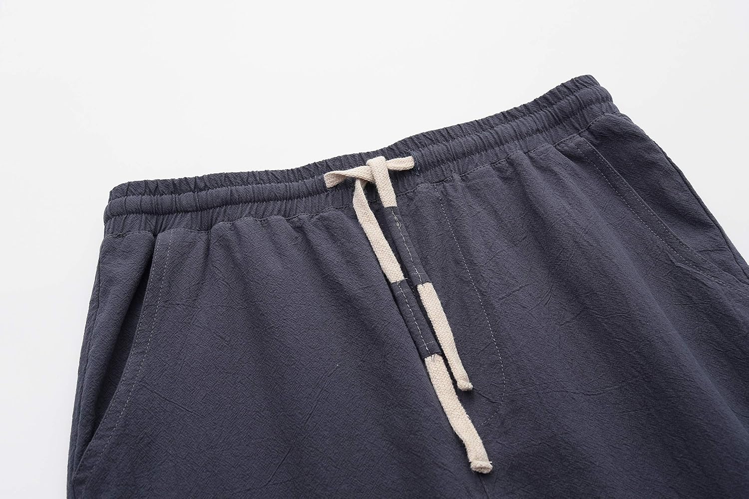 Men's Linen Casual Classic Fit Inseam Elastic Waist Shorts with Drawstring - Picture 43 of 68