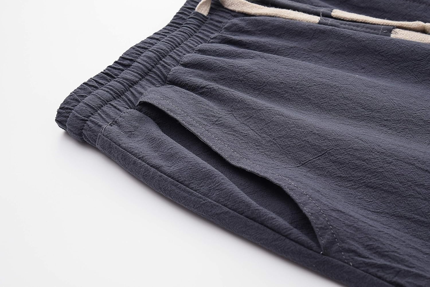 Men's Linen Casual Classic Fit Inseam Elastic Waist Shorts with Drawstring - Picture 44 of 68