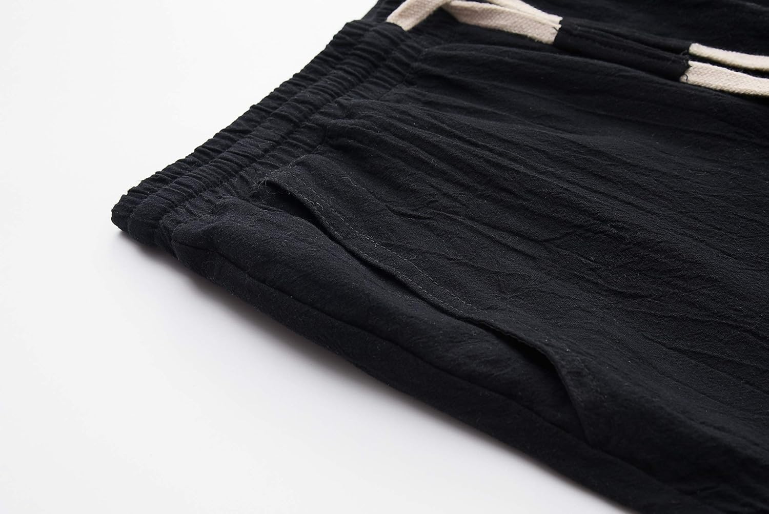 Men's Linen Casual Classic Fit Inseam Elastic Waist Shorts with Drawstring - Picture 48 of 68