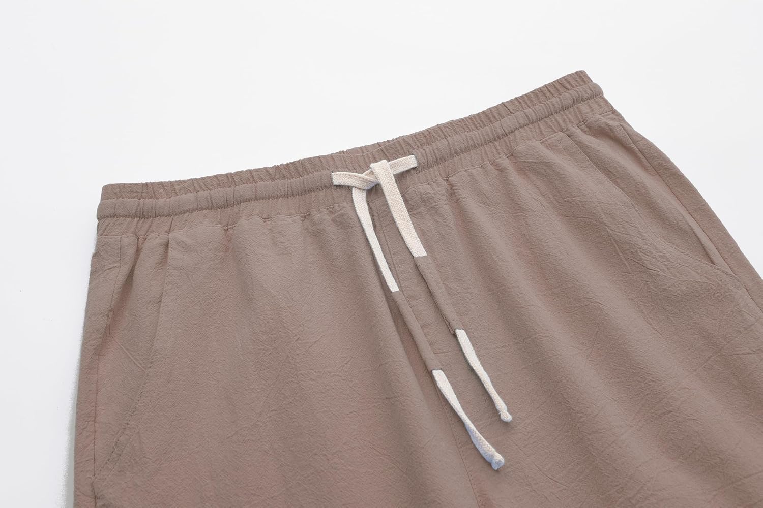 Men's Linen Casual Classic Fit Inseam Elastic Waist Shorts with Drawstring - Picture 51 of 68