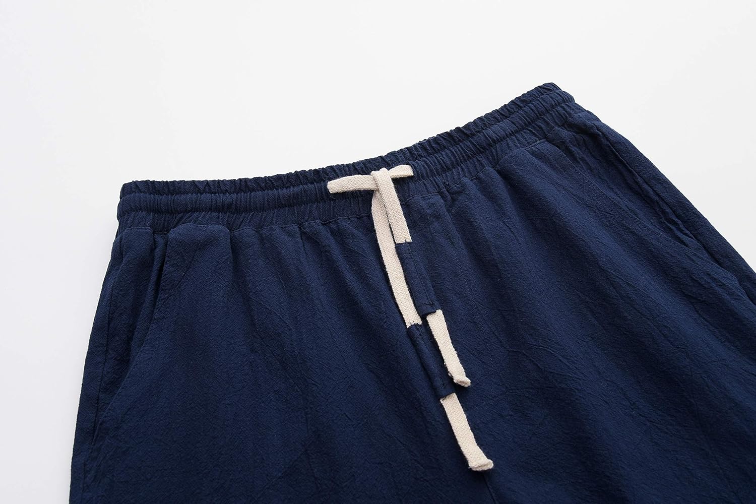 Men's Linen Casual Classic Fit Inseam Elastic Waist Shorts with Drawstring - Picture 55 of 68