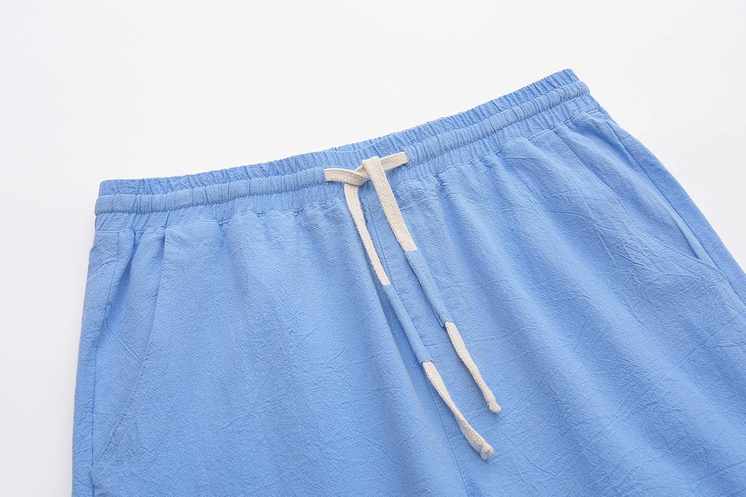 Men's Linen Casual Classic Fit Inseam Elastic Waist Shorts with Drawstring - Picture 29 of 68