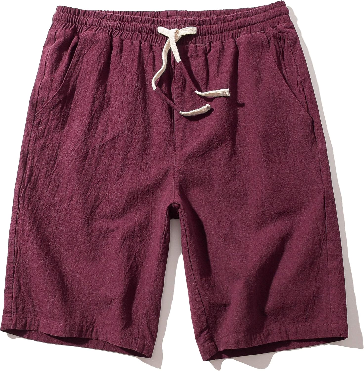 Men's Linen Casual Classic Fit Inseam Elastic Waist Shorts with Drawstring - Picture 35 of 68