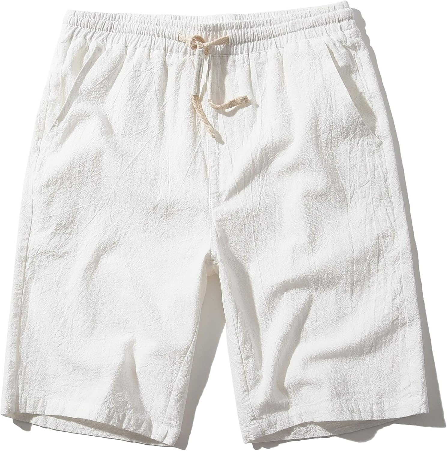 Men's Linen Casual Classic Fit Inseam Elastic Waist Shorts with Drawstring - Picture 37 of 68