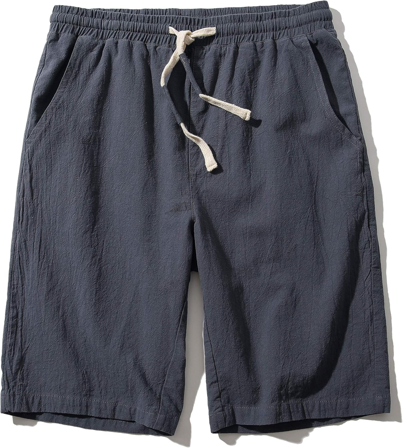 Men's Linen Casual Classic Fit Inseam Elastic Waist Shorts with Drawstring - Picture 41 of 68
