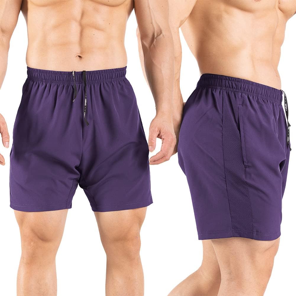 Men's 5" Running Shorts 2 Pack Quick Dry Athletic Workout Gym Shorts with Zipper - Picture 37 of 57
