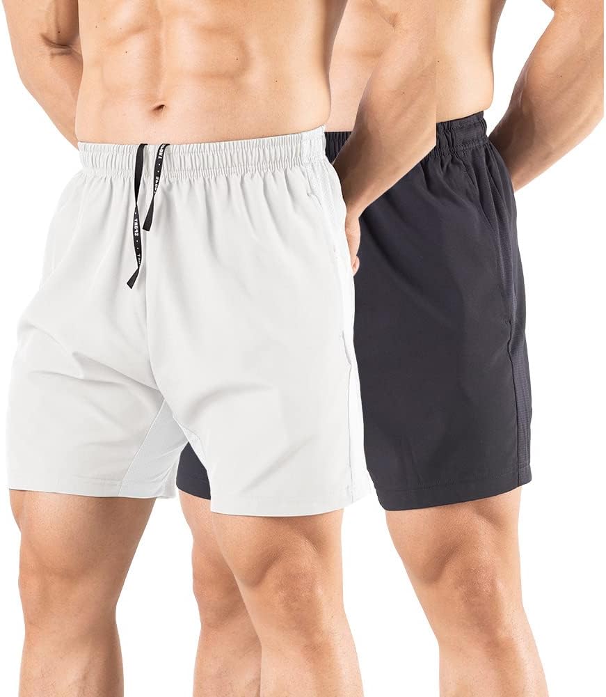 Men's 5" Running Shorts 2 Pack Quick Dry Athletic Workout Gym Shorts with Zipper - Picture 39 of 57