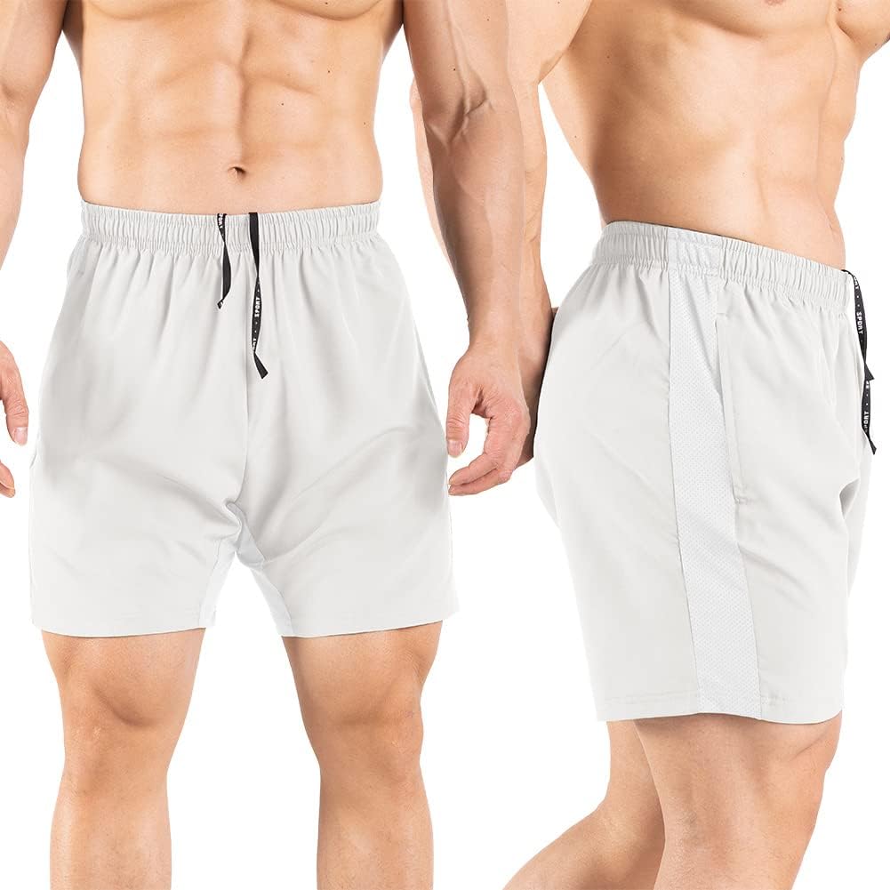 Men's 5" Running Shorts 2 Pack Quick Dry Athletic Workout Gym Shorts with Zipper - Picture 40 of 57