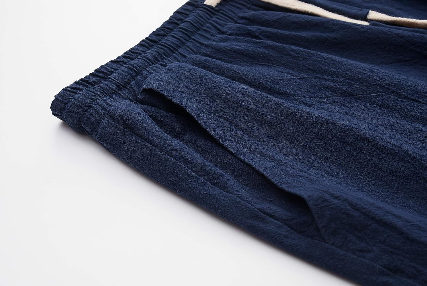 Men's Linen Casual Classic Fit Inseam Elastic Waist Shorts with Drawstring - Picture 56 of 68