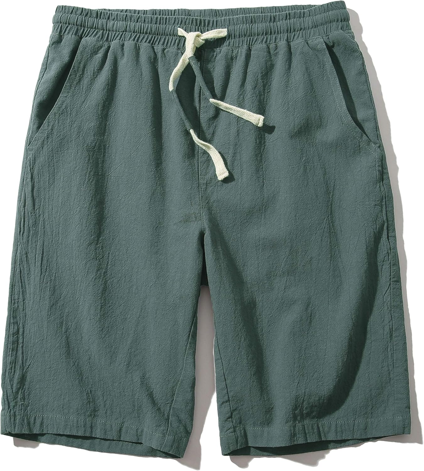 Men's Linen Casual Classic Fit Inseam Elastic Waist Shorts with Drawstring - Picture 57 of 68