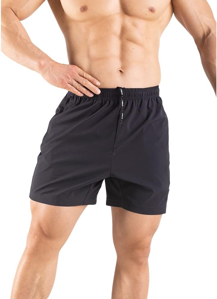 Men's 5" Running Shorts 2 Pack Quick Dry Athletic Workout Gym Shorts with Zipper - Picture 49 of 57