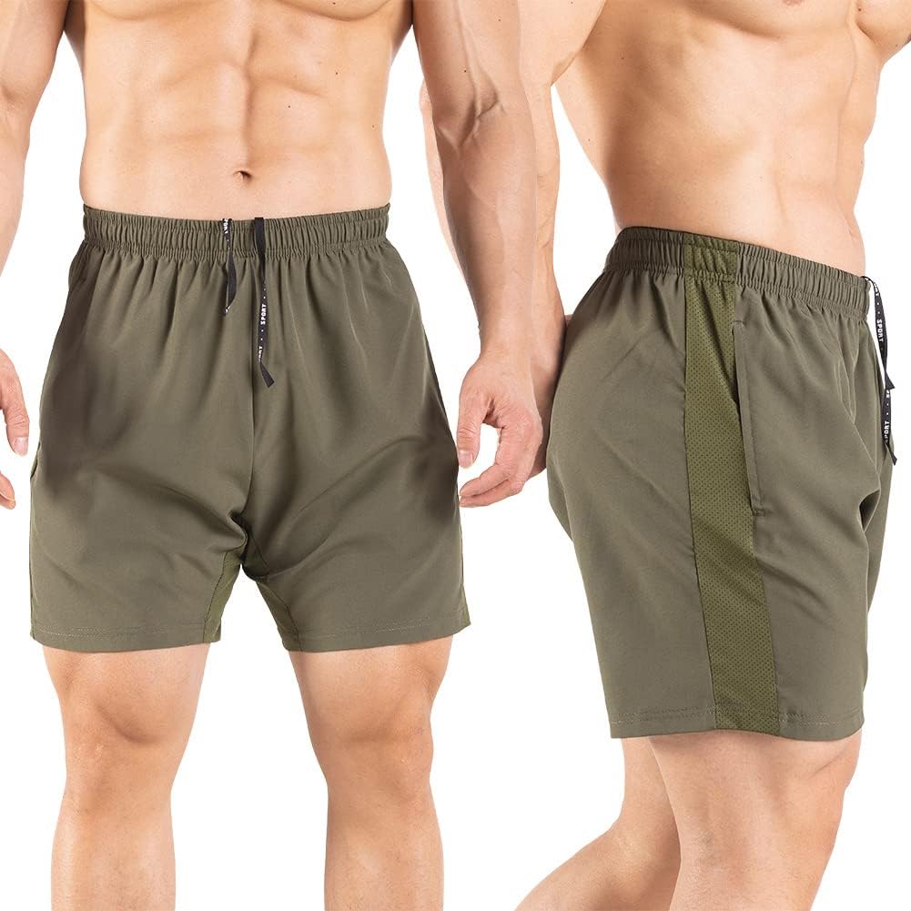 Men's 5" Running Shorts 2 Pack Quick Dry Athletic Workout Gym Shorts with Zipper - Picture 52 of 57