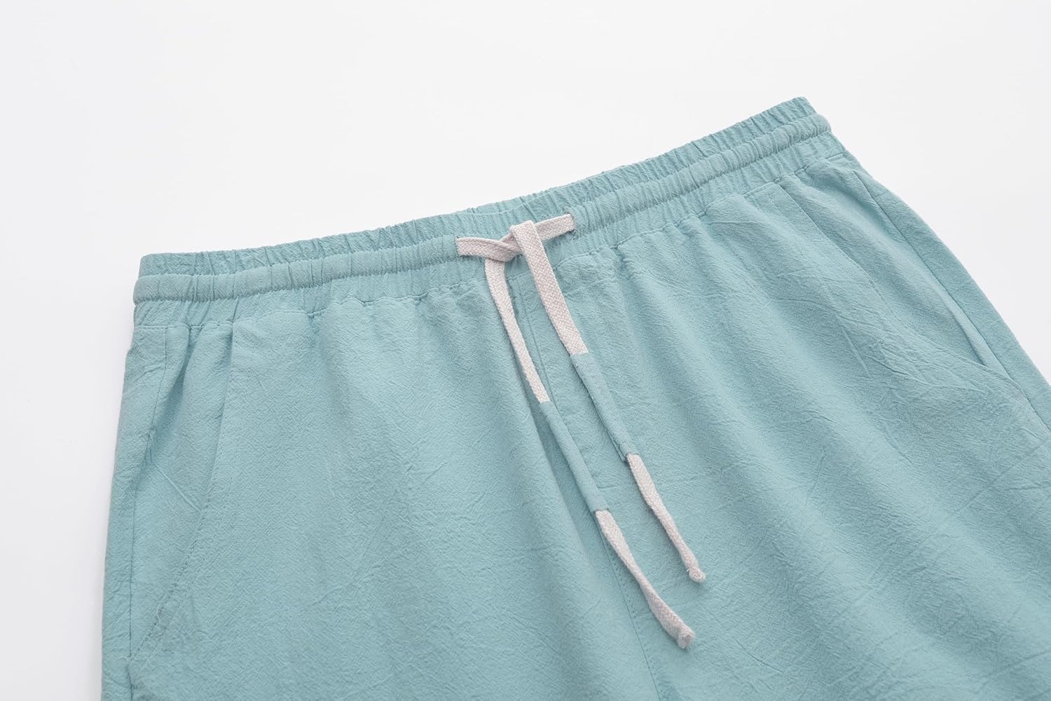 Men's Linen Casual Classic Fit Inseam Elastic Waist Shorts with Drawstring - Picture 60 of 68