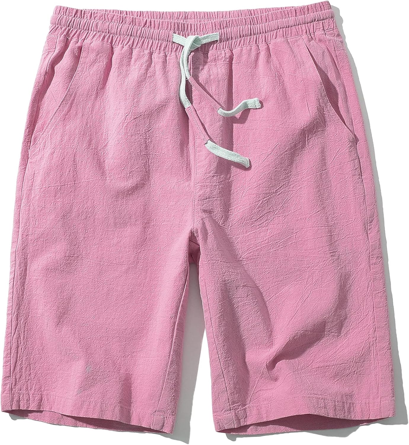 Men's Linen Casual Classic Fit Inseam Elastic Waist Shorts with Drawstring - Picture 65 of 68