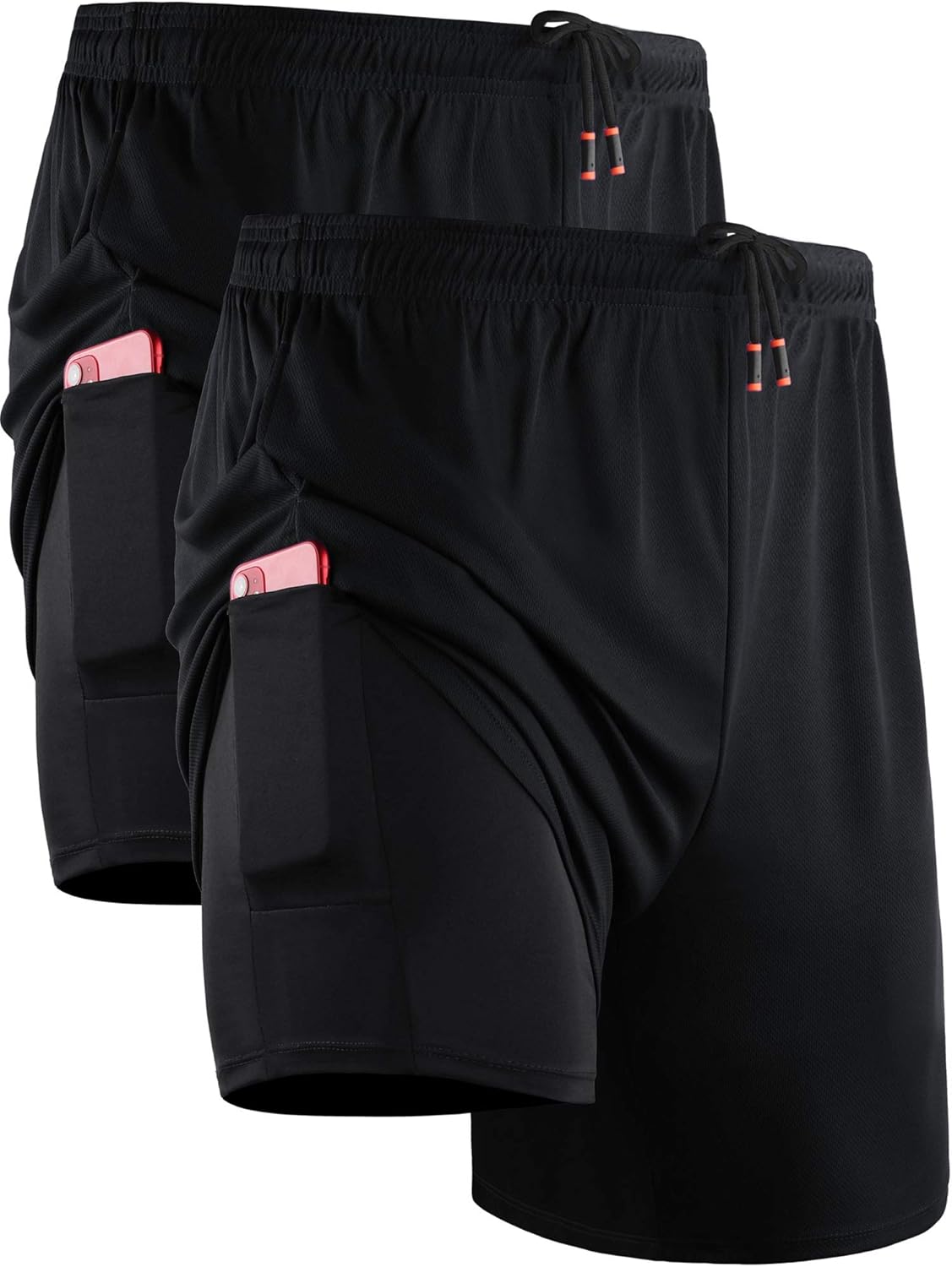 Herren 2 in 1 Laufshorts mit Innenfutter, Dry Fit Trainingsshorts mit Taschen - Bild 28 von 33
