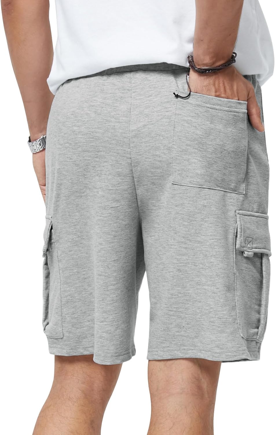 Mens Casual Sweat Cargo Cotton Shorts Drawstring Elastic Waist Athletic Workout - Picture 53 of 57