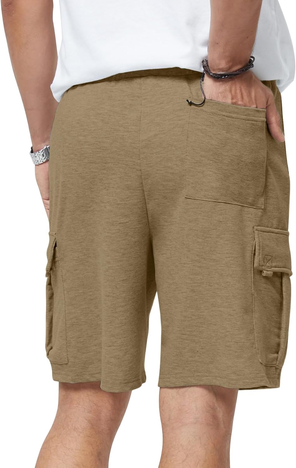 Mens Casual Sweat Cargo Cotton Shorts Drawstring Elastic Waist Athletic Workout - Picture 29 of 57
