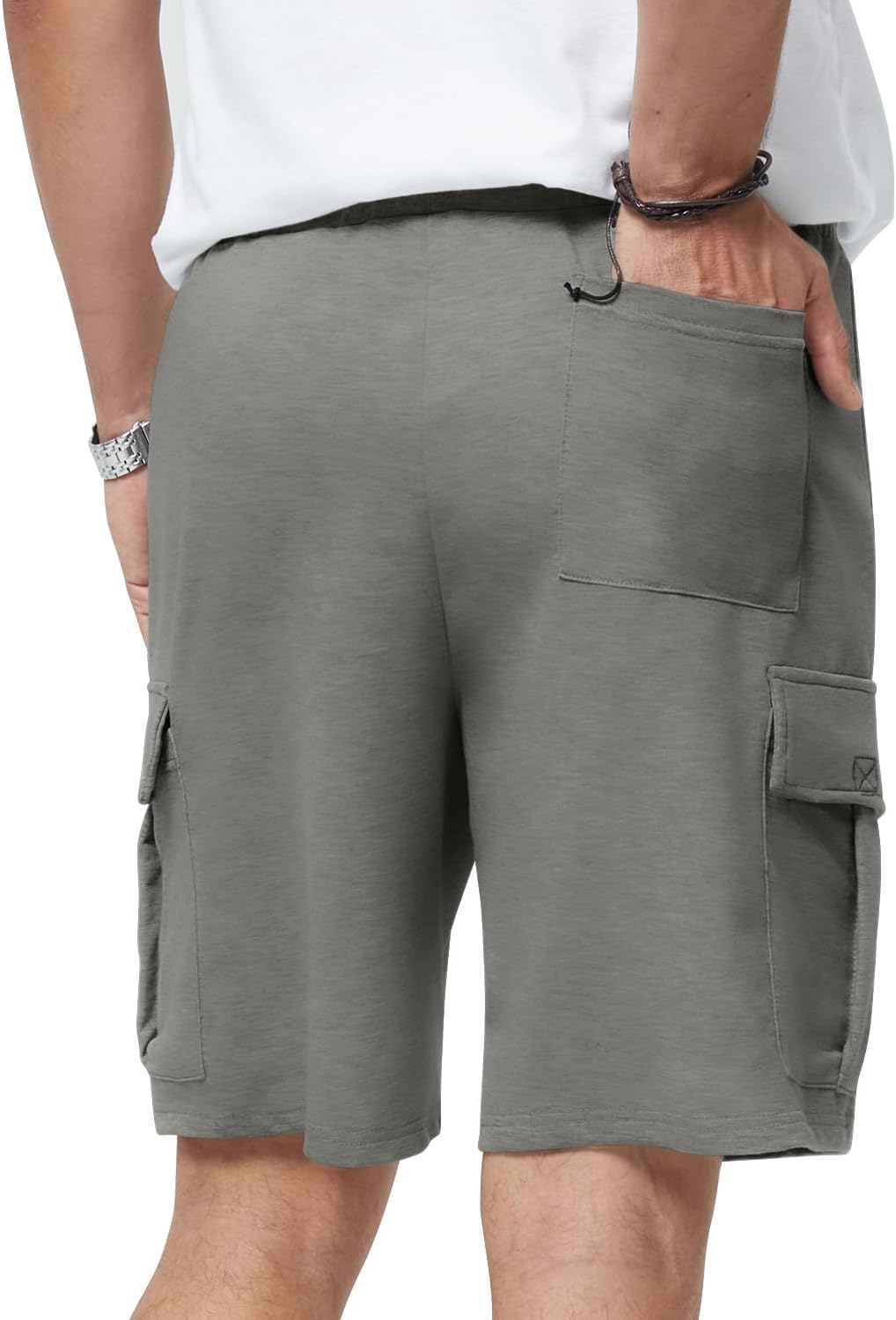 Mens Casual Sweat Cargo Cotton Shorts Drawstring Elastic Waist Athletic Workout - Picture 39 of 57