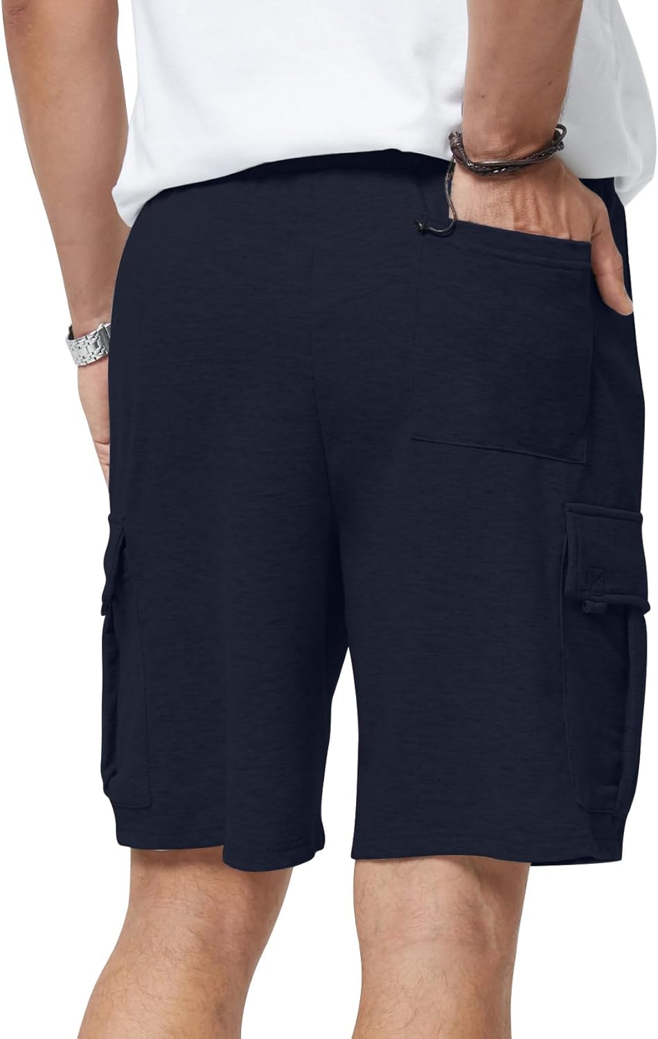 Mens Casual Sweat Cargo Cotton Shorts Drawstring Elastic Waist Athletic Workout - Picture 42 of 57