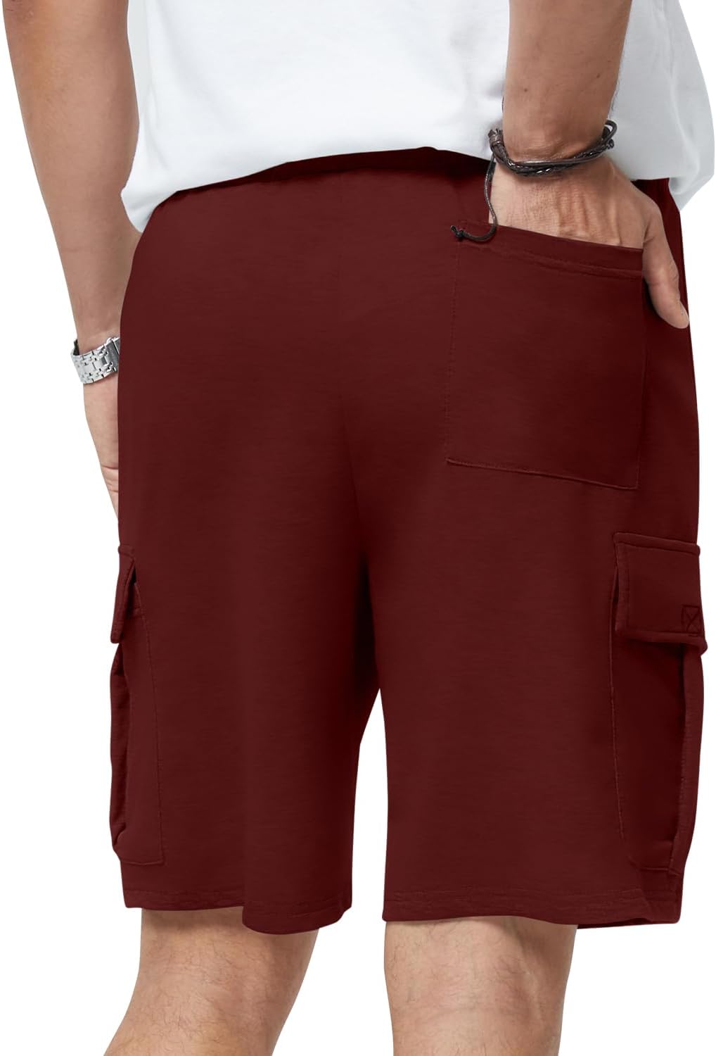 Mens Casual Sweat Cargo Cotton Shorts Drawstring Elastic Waist Athletic Workout - Picture 45 of 57