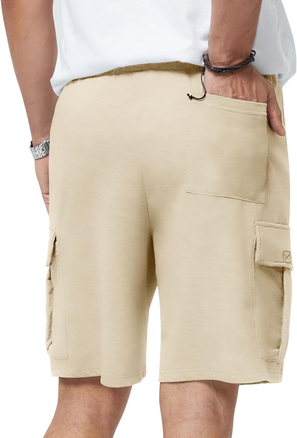 Mens Casual Sweat Cargo Cotton Shorts Drawstring Elastic Waist Athletic Workout - Picture 48 of 57