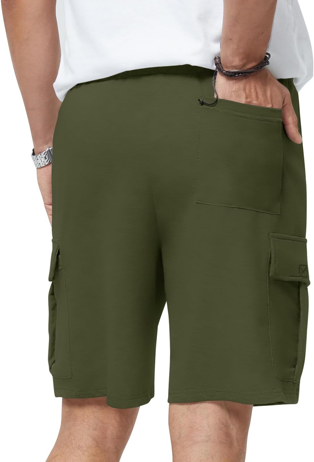 Mens Casual Sweat Cargo Cotton Shorts Drawstring Elastic Waist Athletic Workout - Picture 51 of 57