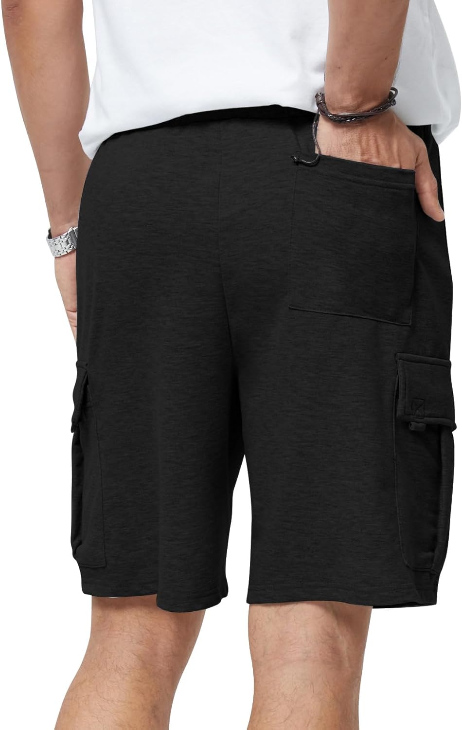 Mens Casual Sweat Cargo Cotton Shorts Drawstring Elastic Waist Athletic Workout - Picture 57 of 57