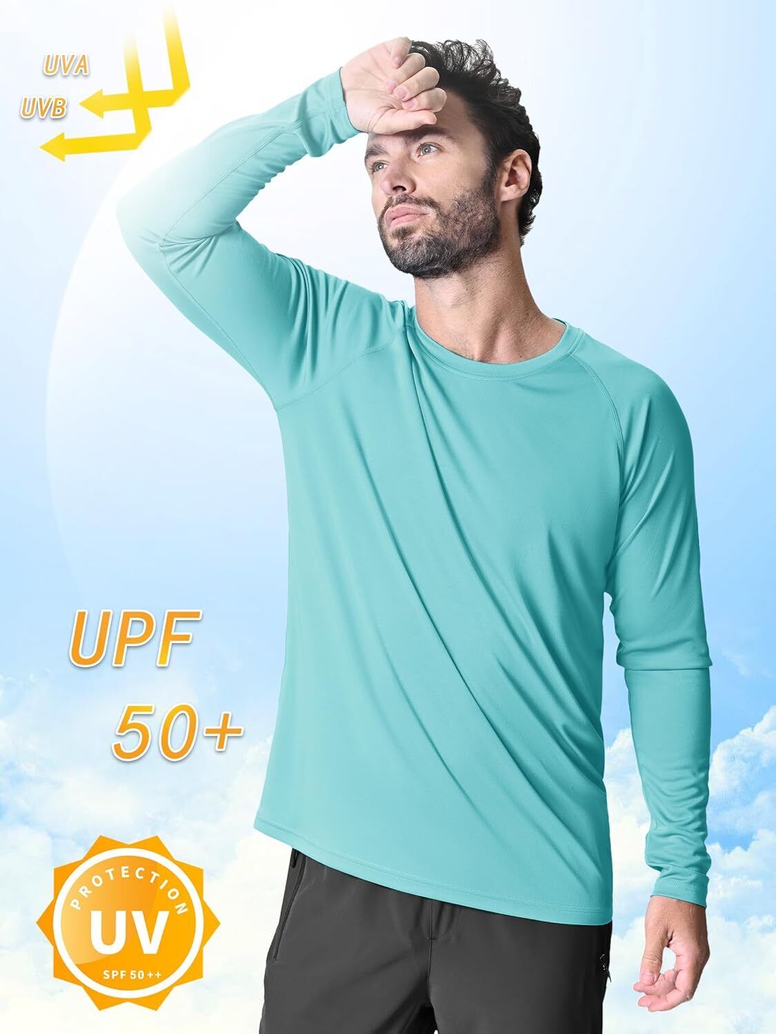 Men's UPF 50+ Sun Protection Rash Guard �C Quick Dry Shirt for Fishing Hiking - Picture 24 of 230
