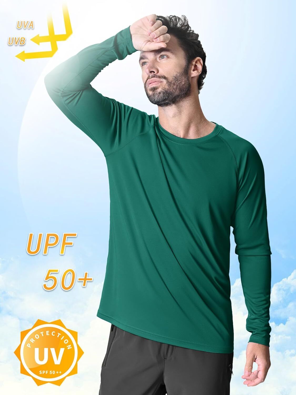 Men's UPF 50+ Sun Protection Rash Guard �C Quick Dry Shirt for Fishing Hiking - Picture 32 of 230