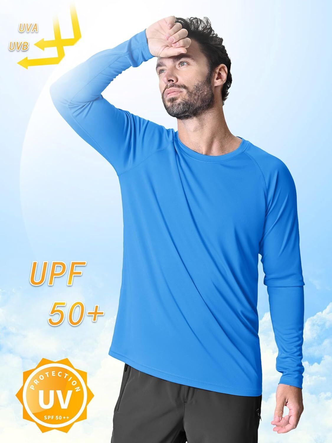 Men's UPF 50+ Sun Protection Rash Guard �C Quick Dry Shirt for Fishing Hiking - Picture 40 of 230