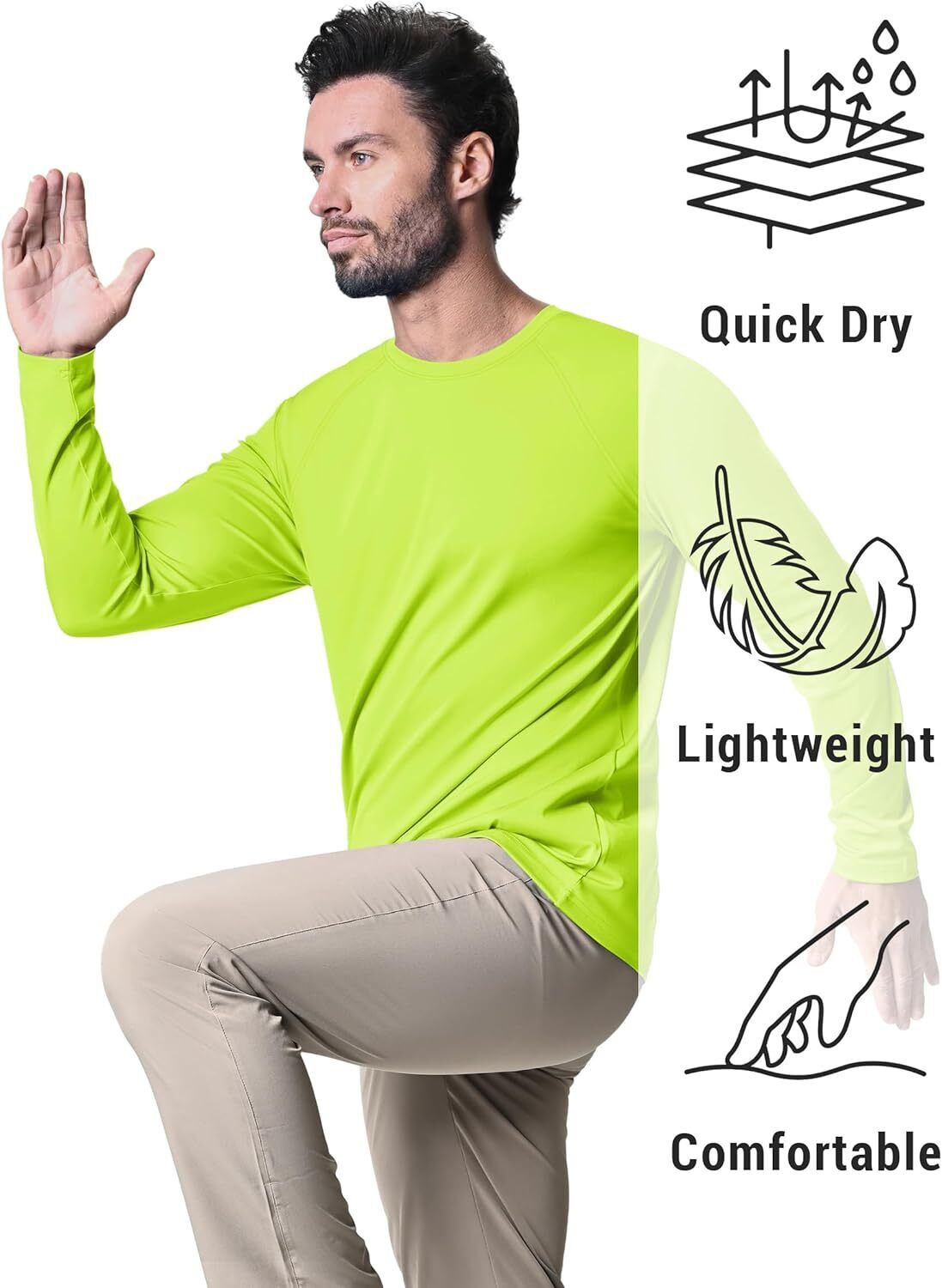 Men's UPF 50+ Sun Protection Rash Guard �C Quick Dry Shirt for Fishing Hiking - Picture 47 of 230
