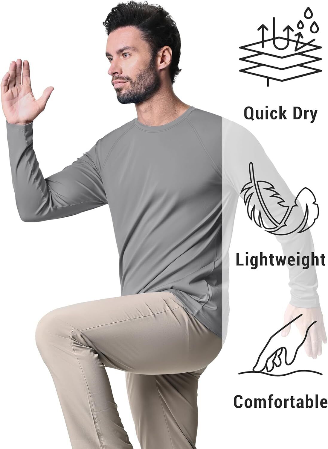 Men's UPF 50+ Sun Protection Rash Guard �C Quick Dry Shirt for Fishing Hiking - Picture 54 of 230