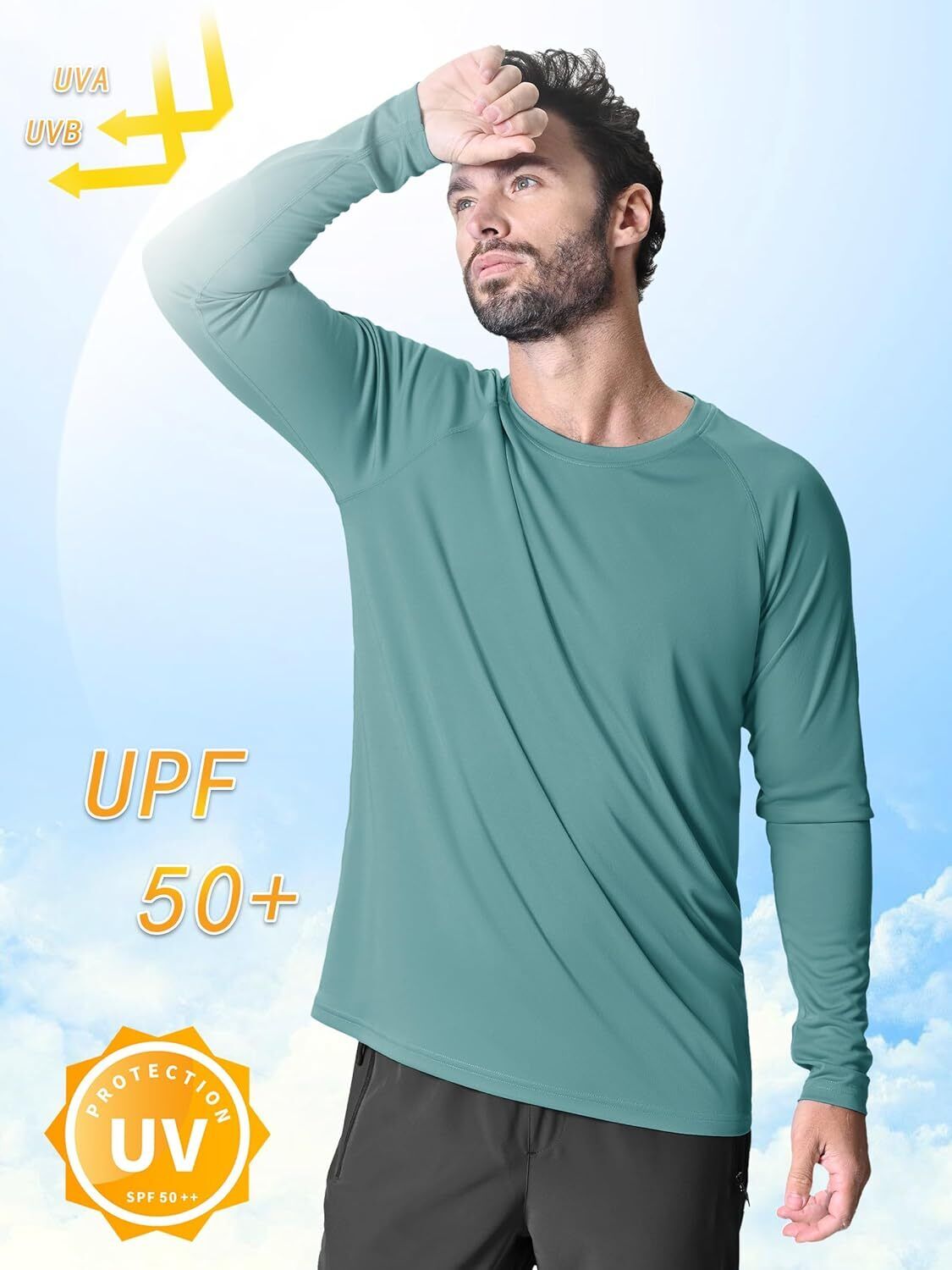 Men's UPF 50+ Sun Protection Rash Guard �C Quick Dry Shirt for Fishing Hiking - Picture 63 of 230