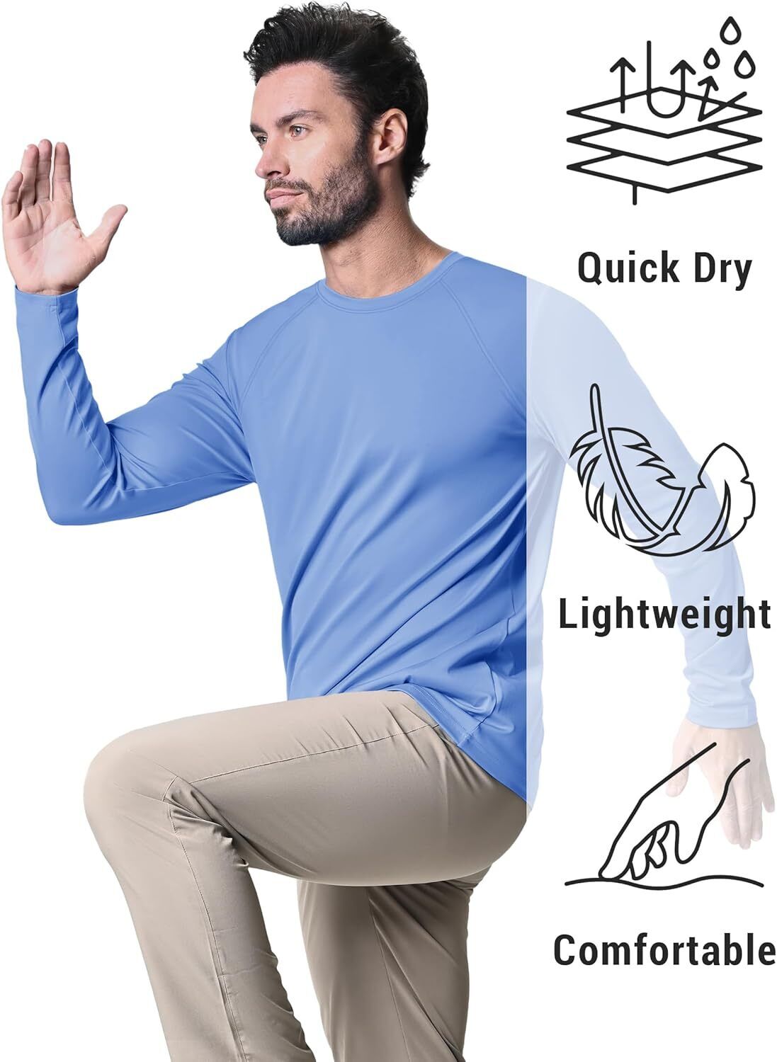 Men's UPF 50+ Sun Protection Rash Guard �C Quick Dry Shirt for Fishing Hiking - Picture 86 of 230