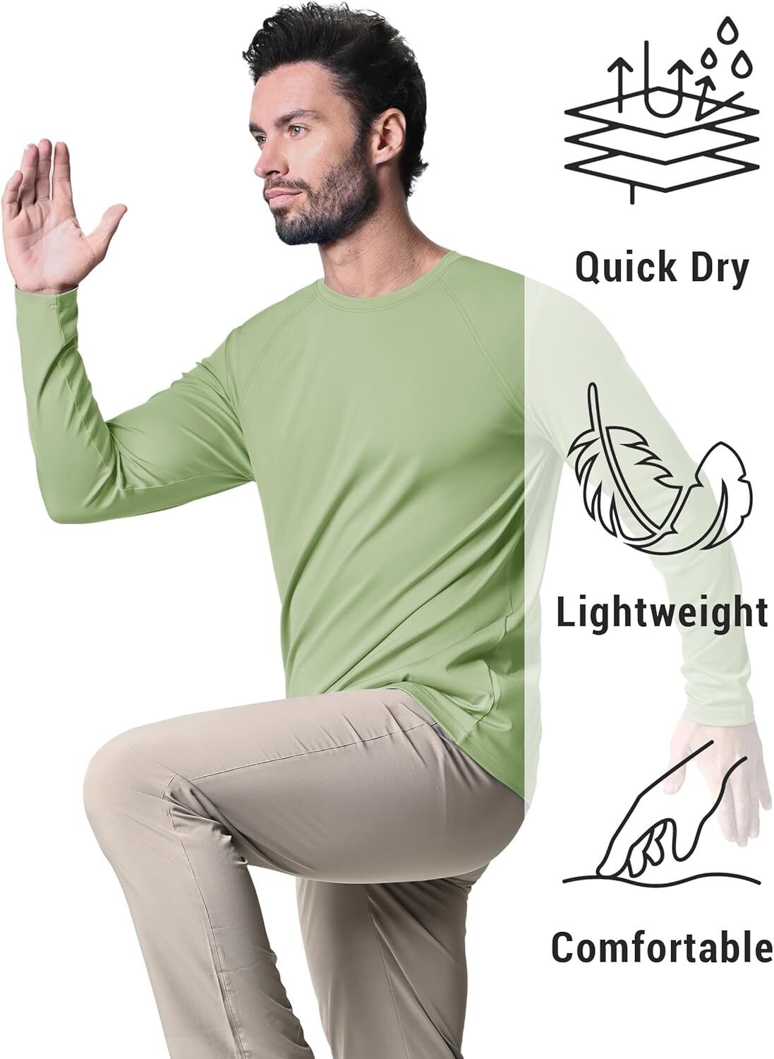 Men's UPF 50+ Sun Protection Rash Guard �C Quick Dry Shirt for Fishing Hiking - Picture 93 of 230