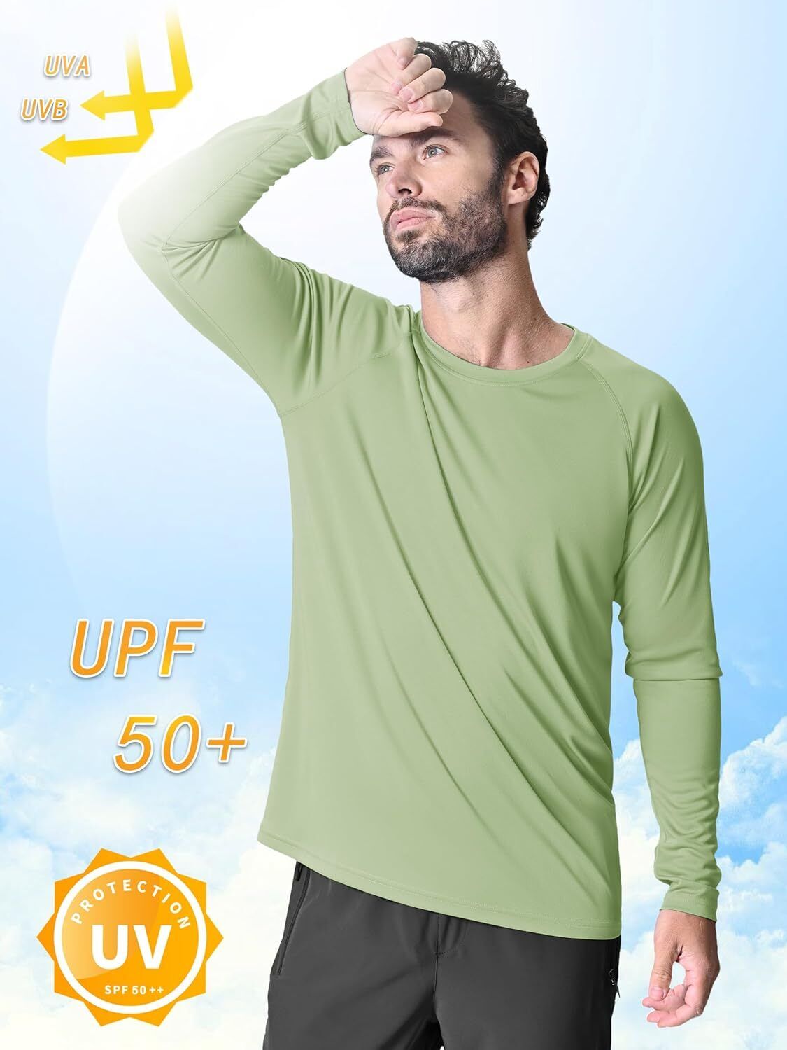 Men's UPF 50+ Sun Protection Rash Guard �C Quick Dry Shirt for Fishing Hiking - Picture 94 of 230