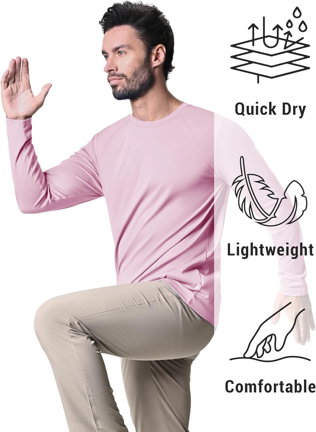 Men's UPF 50+ Sun Protection Rash Guard �C Quick Dry Shirt for Fishing Hiking - Picture 100 of 230