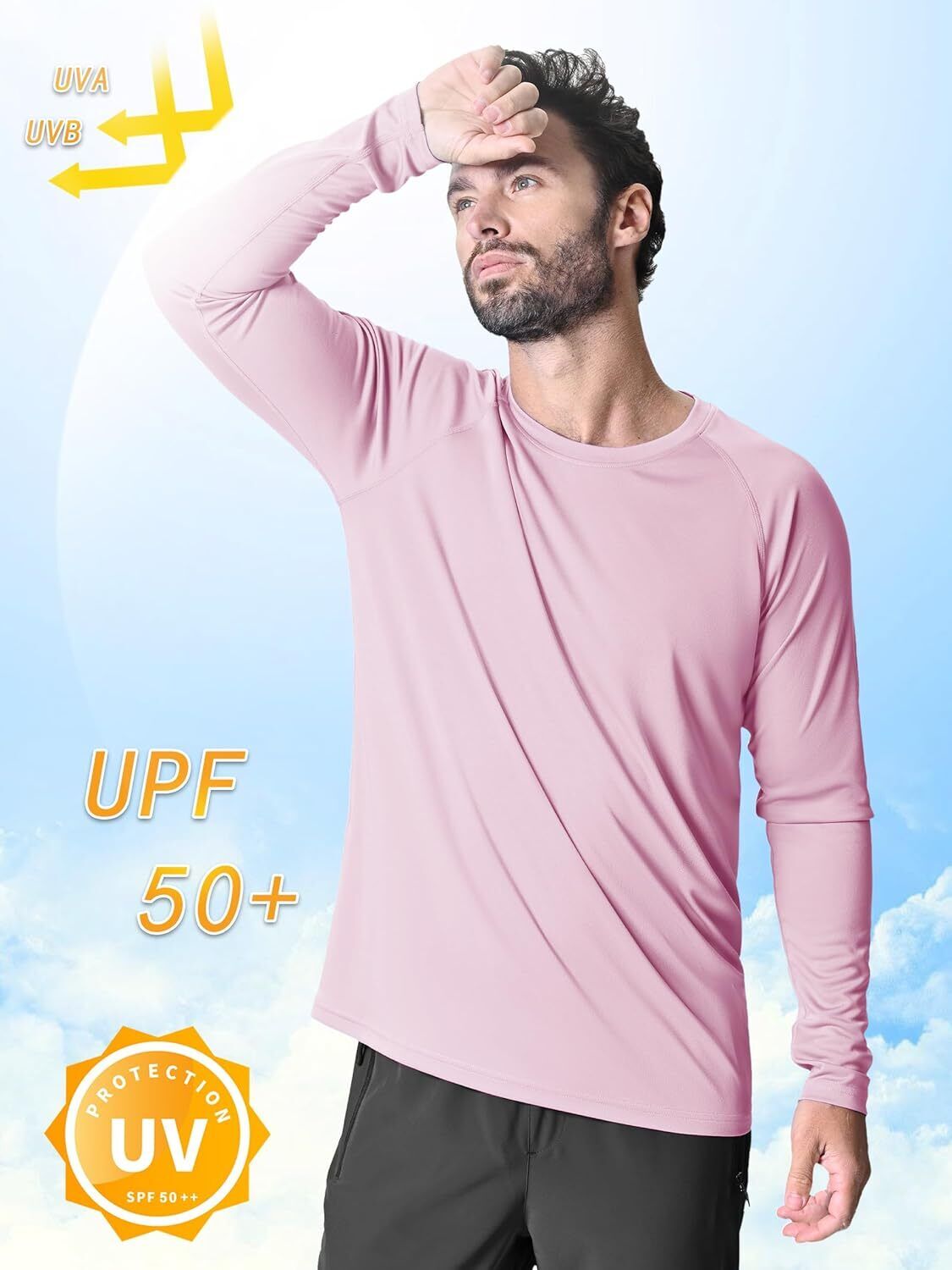 Men's UPF 50+ Sun Protection Rash Guard �C Quick Dry Shirt for Fishing Hiking - Picture 101 of 230