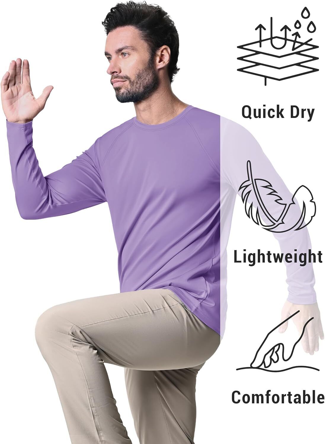 Men's UPF 50+ Sun Protection Rash Guard �C Quick Dry Shirt for Fishing Hiking - Picture 107 of 230