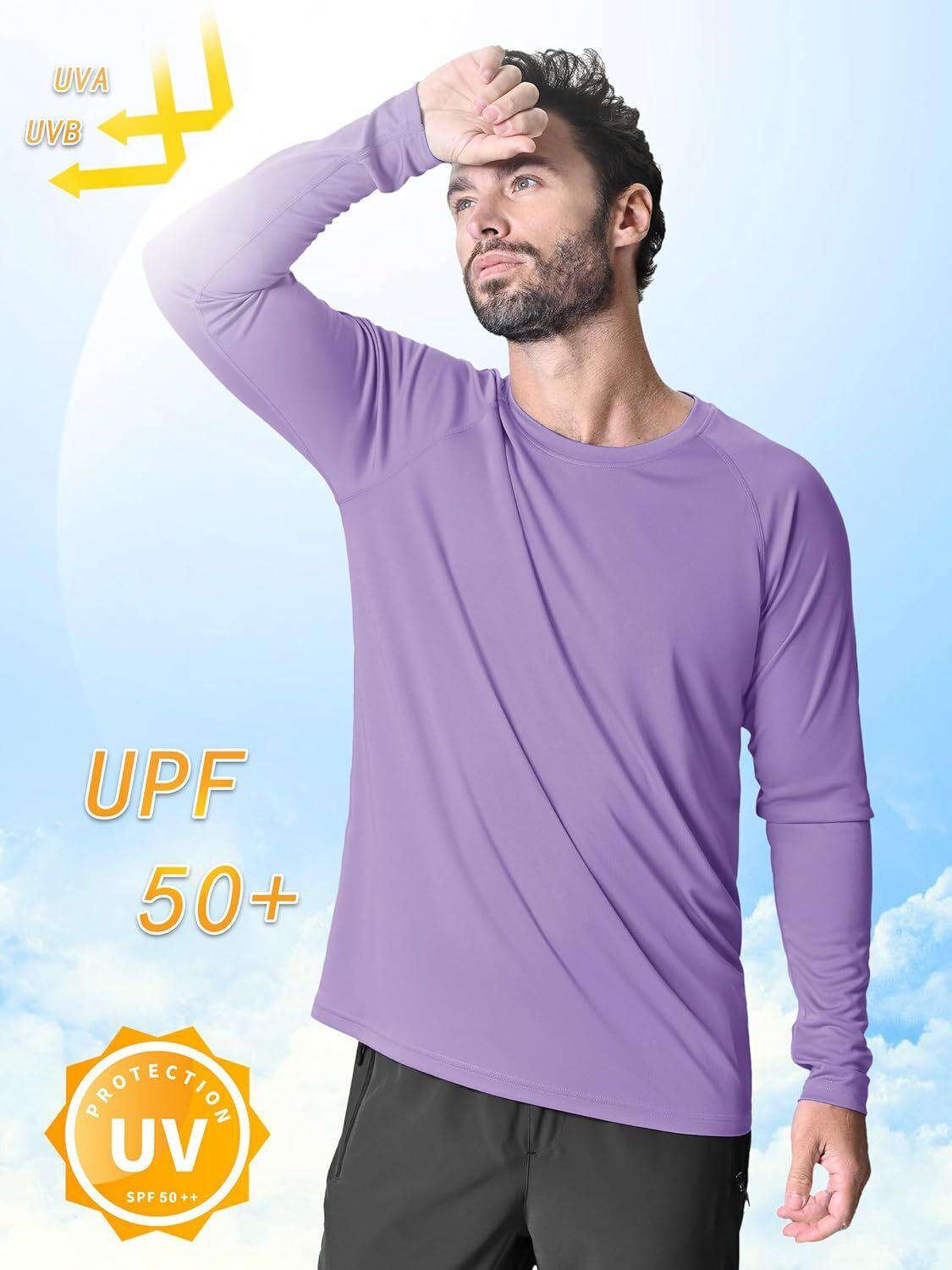 Men's UPF 50+ Sun Protection Rash Guard �C Quick Dry Shirt for Fishing Hiking - Picture 108 of 230