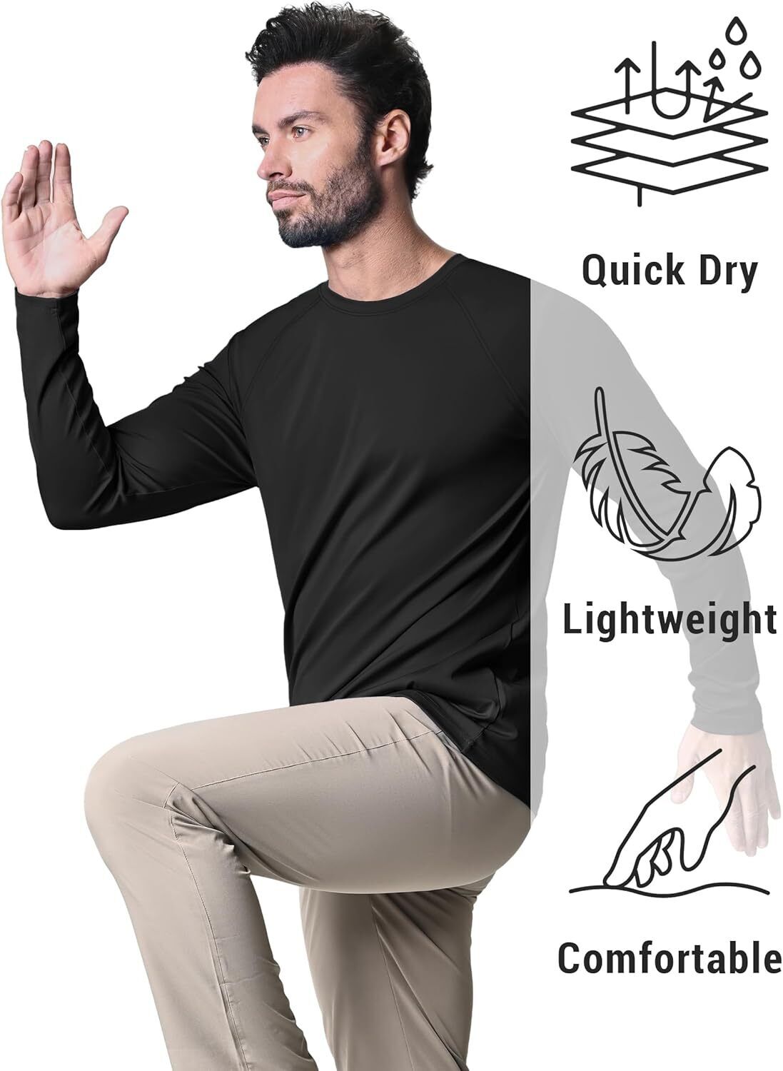 Men's UPF 50+ Sun Protection Rash Guard �C Quick Dry Shirt for Fishing Hiking - Picture 115 of 230