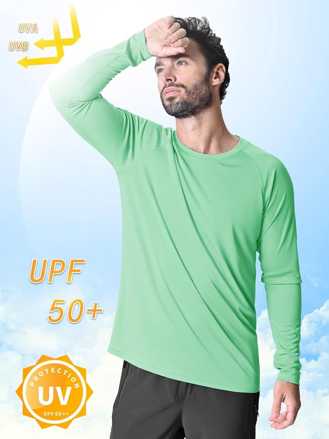 Men's UPF 50+ Sun Protection Rash Guard �C Quick Dry Shirt for Fishing Hiking - Picture 124 of 230