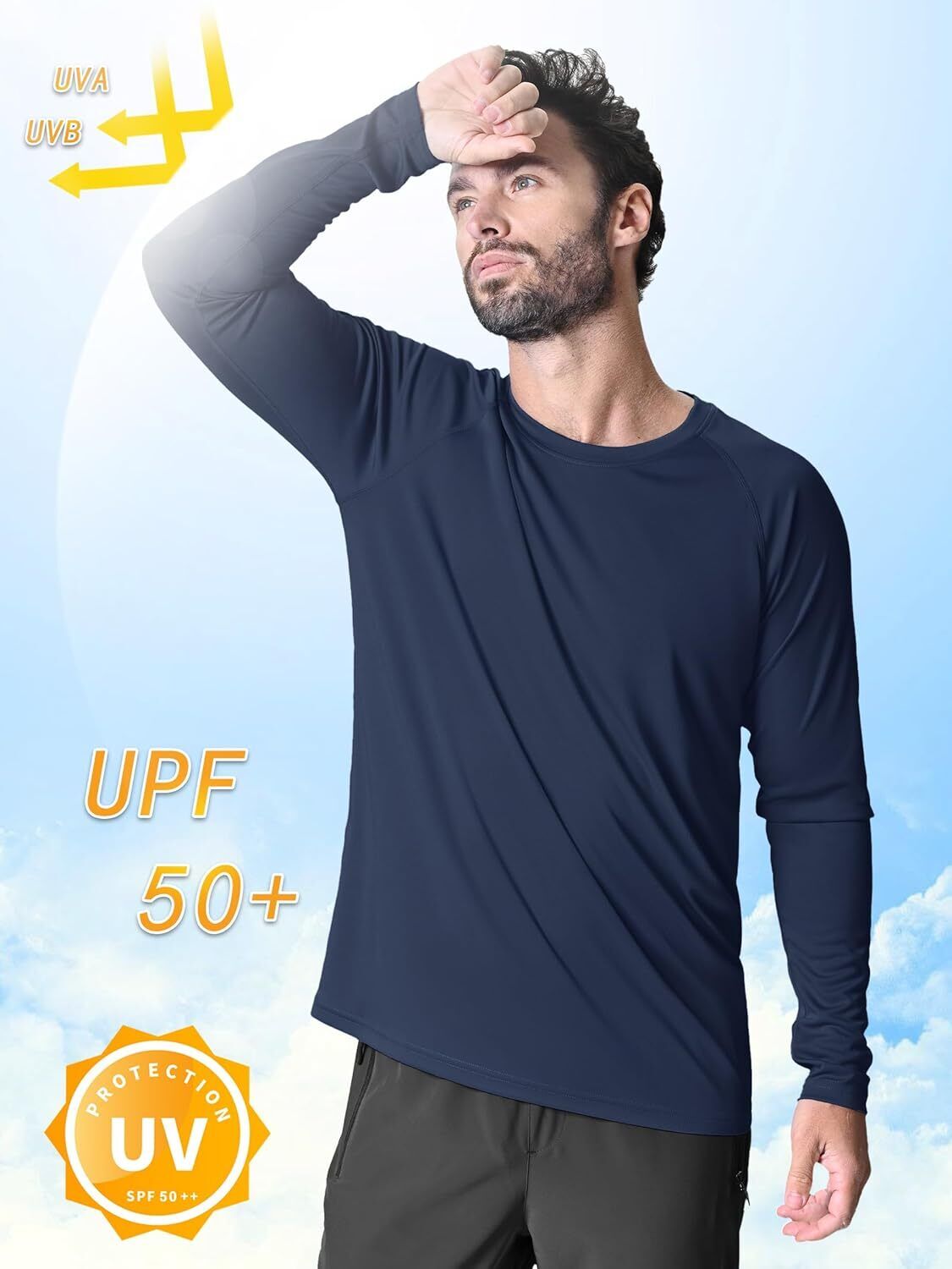 Men's UPF 50+ Sun Protection Rash Guard �C Quick Dry Shirt for Fishing Hiking - Picture 132 of 230