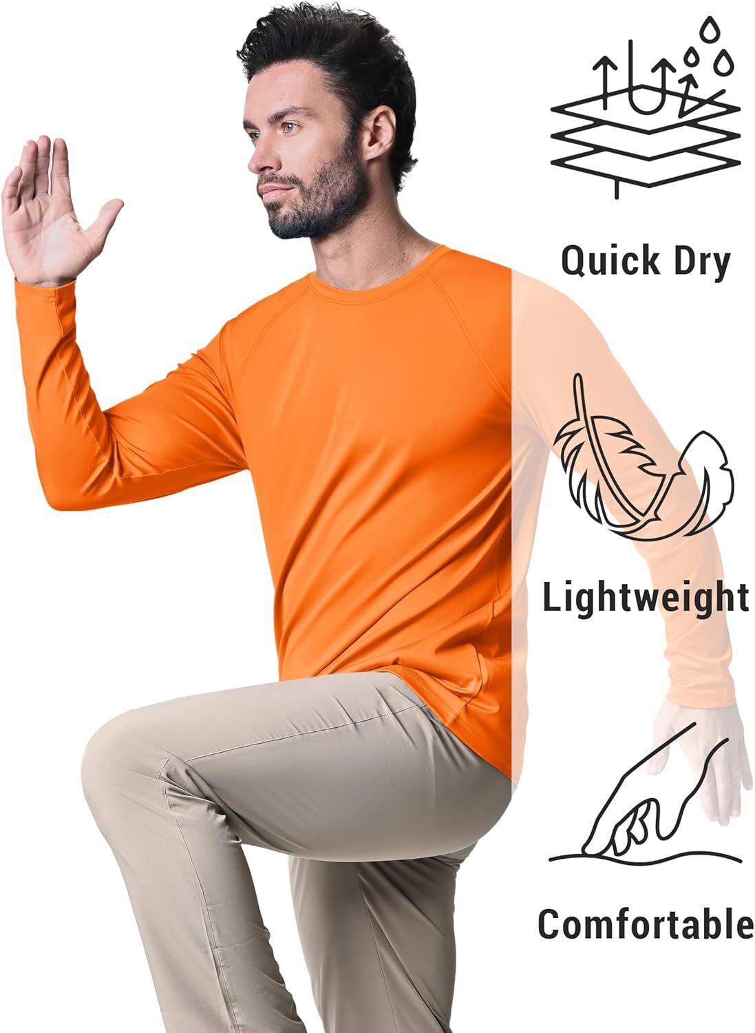 Men's UPF 50+ Sun Protection Rash Guard �C Quick Dry Shirt for Fishing Hiking - Picture 139 of 230
