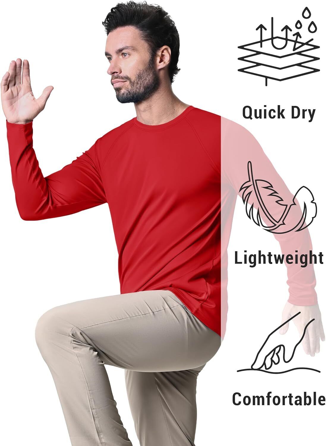 Men's UPF 50+ Sun Protection Rash Guard �C Quick Dry Shirt for Fishing Hiking - Picture 147 of 230