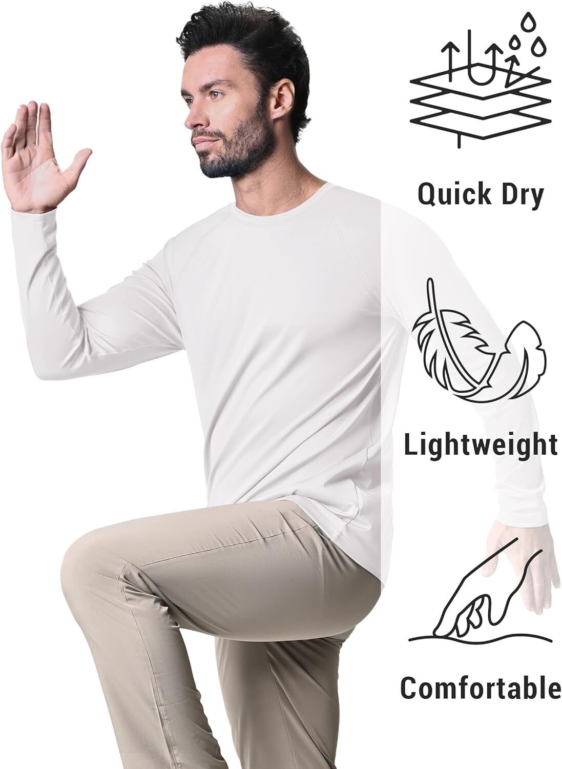 Men's UPF 50+ Sun Protection Rash Guard �C Quick Dry Shirt for Fishing Hiking - Picture 155 of 230