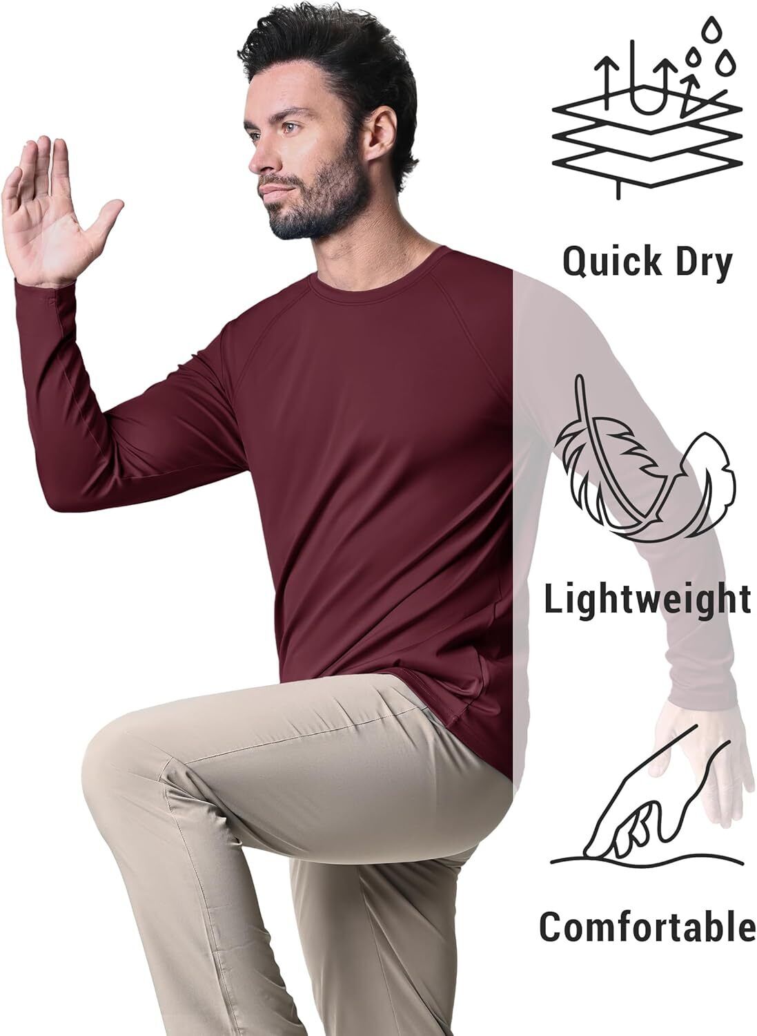 Men's UPF 50+ Sun Protection Rash Guard �C Quick Dry Shirt for Fishing Hiking - Picture 163 of 230