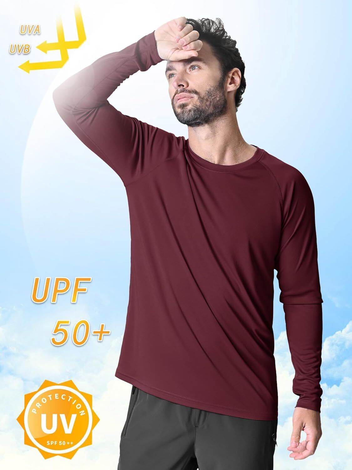 Men's UPF 50+ Sun Protection Rash Guard �C Quick Dry Shirt for Fishing Hiking - Picture 164 of 230