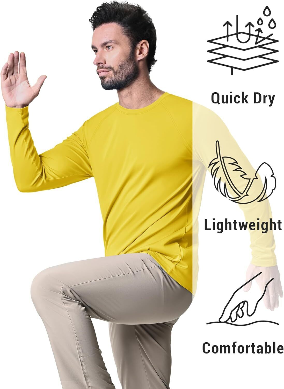 Men's UPF 50+ Sun Protection Rash Guard �C Quick Dry Shirt for Fishing Hiking - Picture 171 of 230